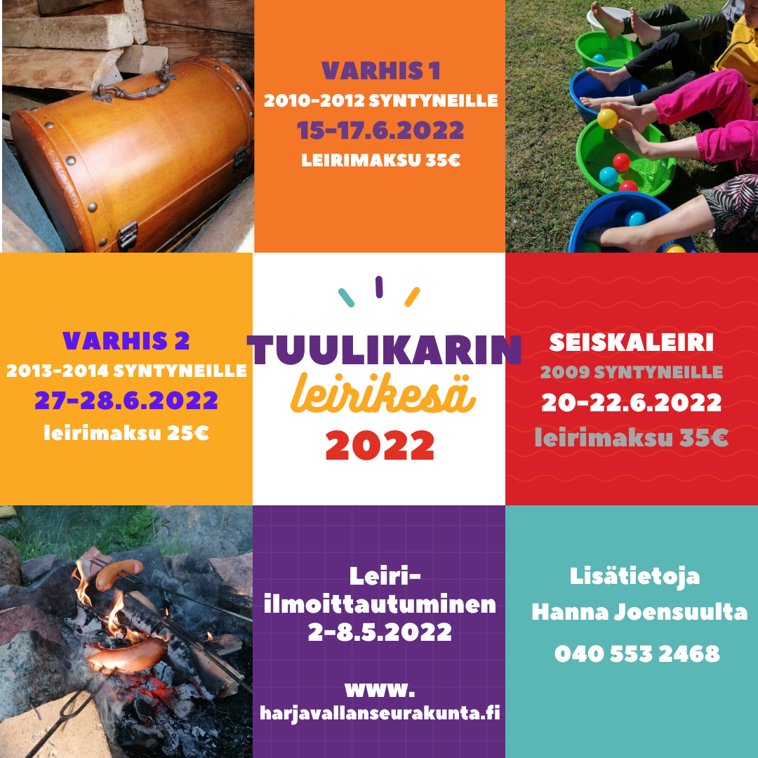 Mainos kesän 2022 varhaisnuorten leireistä Tuulikarissa